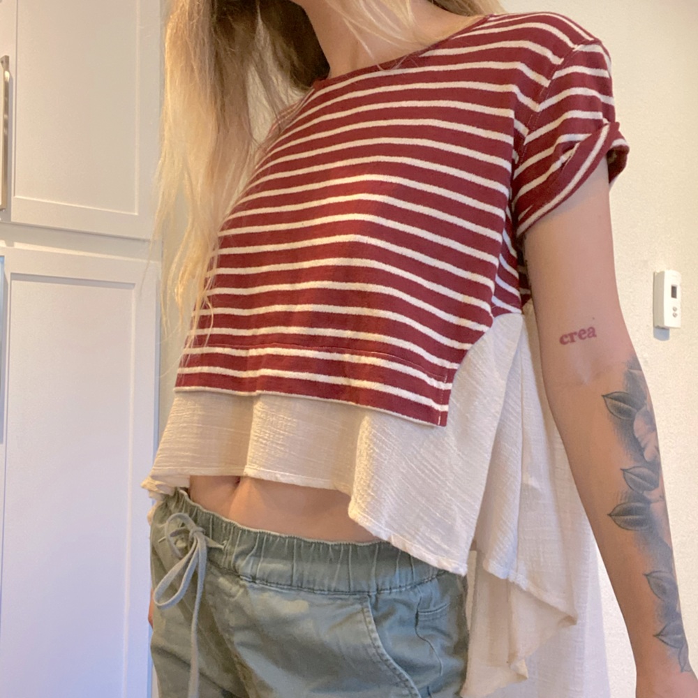 Striped red free people blouse